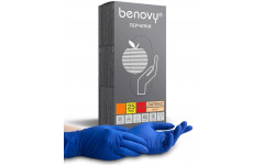 Перчатки "BENOVY" латексные, полностью текстурированные, повышенной прочности, цвет синий (25 пар/уп)
